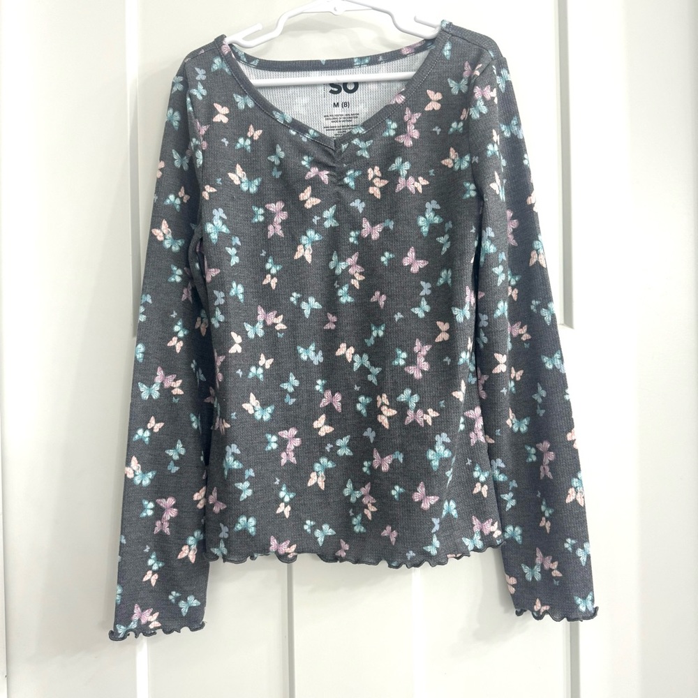 NWOT SO Girls Long Sleeve Cinch Top, M (8)